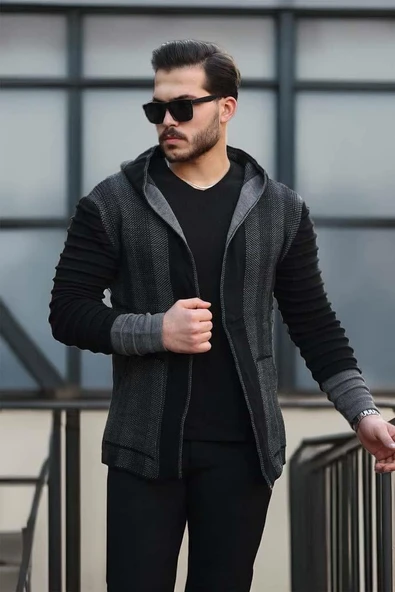 Füme Erkek Kolları Desenli Panço Hırka ürün görseli