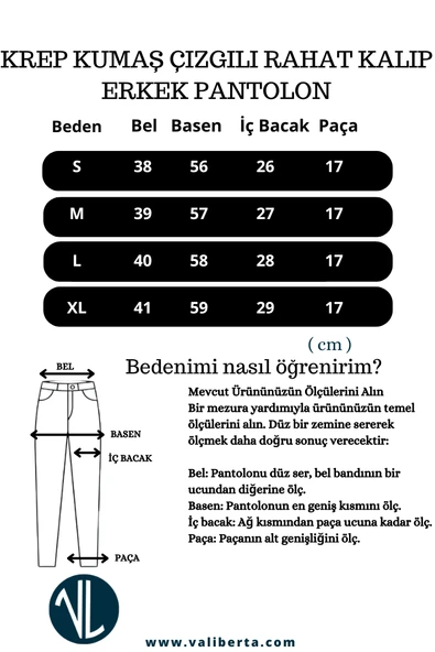 Krep Kumaş Çizgili Rahat Kalıp Erkek Pantolon - Lacivert - 4