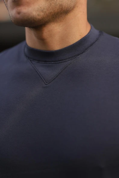 Bisiklet Yaka Basic  Sweatshirt - Füme - 3