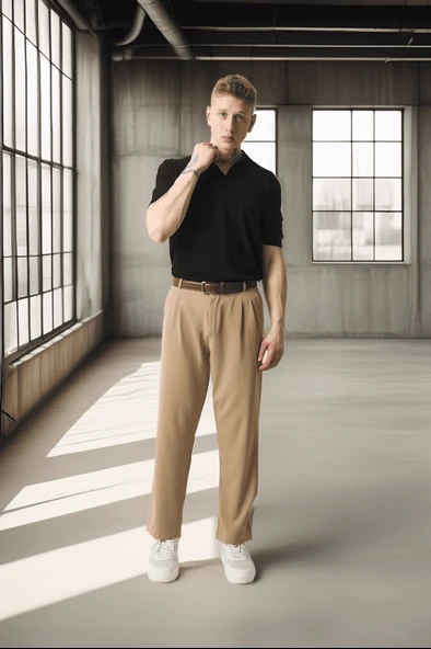 Polo Yaka Basic Düğmeli Triko Erkek T-Shirt - Siyah - Resim 2