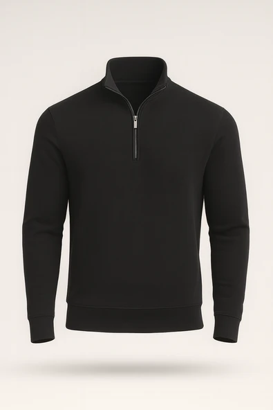 Lars Selanik Örme Yarım Fermuar Erkek Sweatshirt - Antrasit ürün görseli