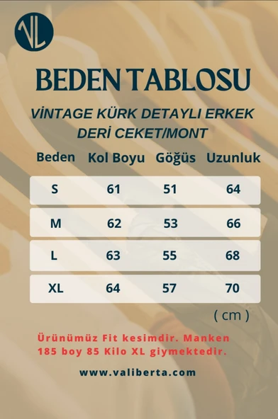 Vintage Kürk Detaylı Erkek Deri Ceket/Mont - Bej - 8