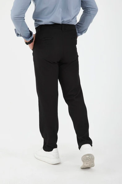 Fitilli Baggy Kalıp Erkek Pantolon - Siyah - 6