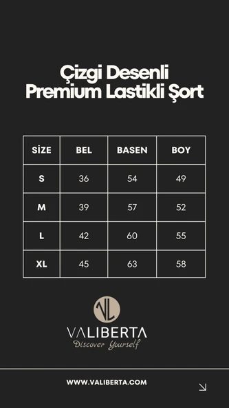 Çizgi Desenli Premium Lastikli Şort - Siyah - 8