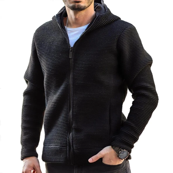 Siyah Erkek Premium Çelik Örgü  Ceket - 9