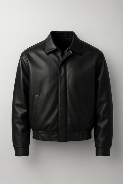 Oversize Premium Deri Ceket/Mont - Siyah