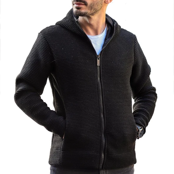 Siyah Erkek Premium Çelik Örgü  Ceket - 11