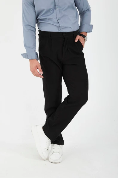 Fitilli Baggy Kalıp Erkek Pantolon - Siyah - 7