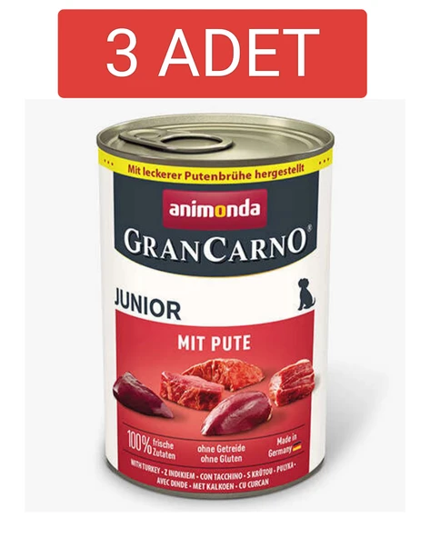 Animonda Gran Carno Hindili Yavru Köpek Konservesi 400 Gr x 3 Adet - Resim 5