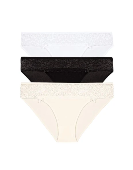 3 lü Paket Şahin Bayan Dantelli Likralı Bikini Külot 30623