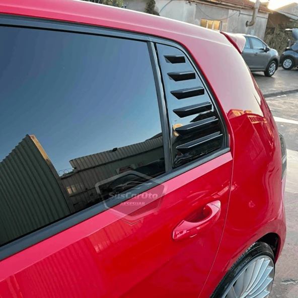 Vw Golf 7 7.5 2012-2020 Uyumlu Kelebek Cam Izgarası Kelebek Cam Vizörü Havalandırma Sağ Sol Takım Parlak Siyah - 2