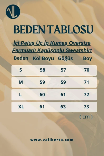 İçi Peluş Üç İplik Kumaş Oversize Fermuarlı Kapüşonlu Sweatshirt- Siyah - 8