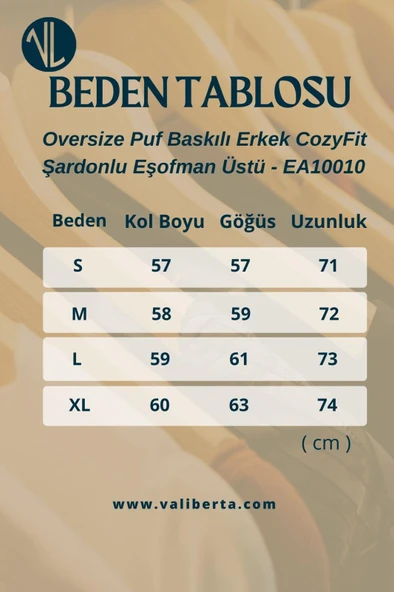 Oversize Puf Baskılı Erkek CozyFit Şardonlu Eşofman Takımı - Ekru - 8
