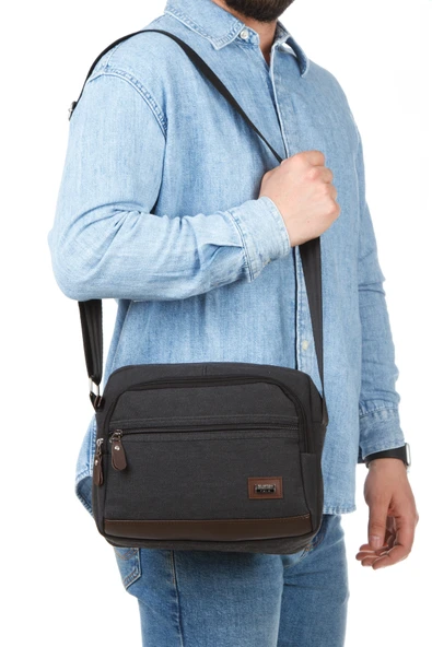 Kanvas Omuz Çantası Çapraz Askılı Postacı Tablet Çanta - 3