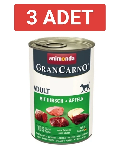 Animonda Gran Carno Elmalı Geyikli Yetişkin Köpek Konservesi 400gr x 3 Adet - 5