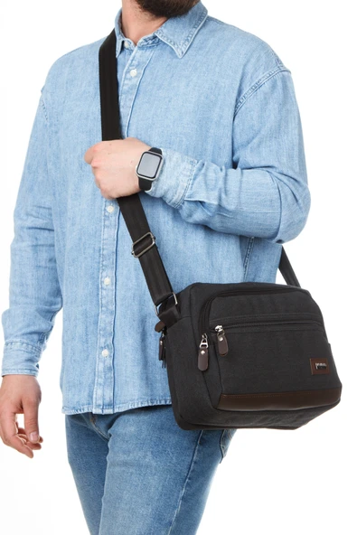 Kanvas Omuz Çantası Çapraz Askılı Postacı Tablet Çanta - 7