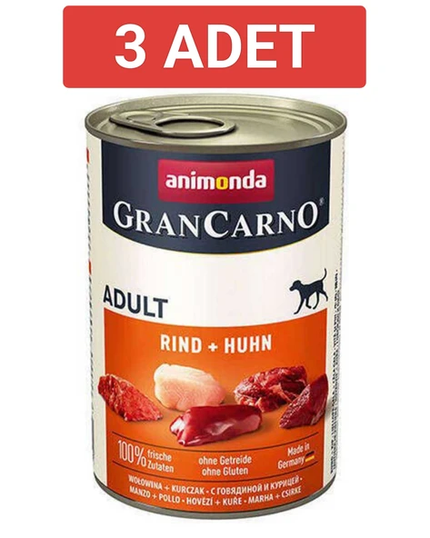 Animonda Gran Carno Sığır Etli ve Tavuklu Yetişkin Köpek Konservesi 400gr x 3 Adet - Resim 2