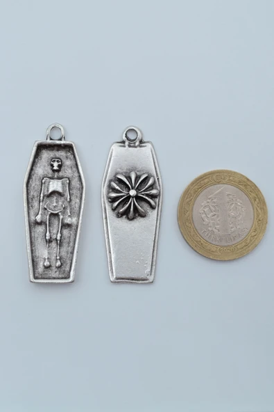 Tabut - İskelet Gümüş Kaplama Örme Zincir Kolye - Resim 4