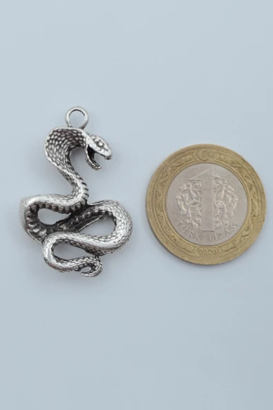 Kobra Yılan Gümüş Kaplama Örme Zincir Kolye - Resim 4