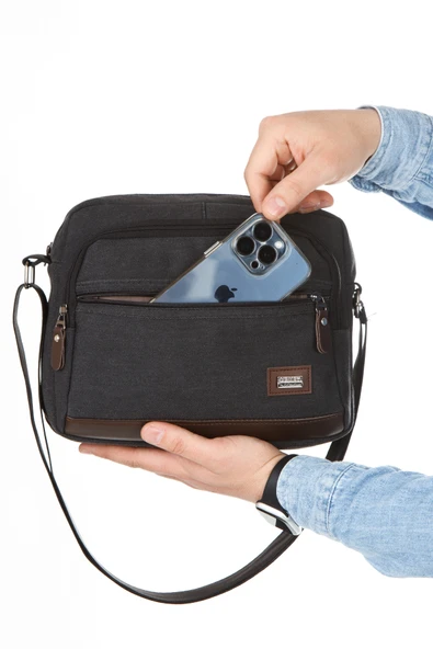 Kanvas Omuz Çantası Çapraz Askılı Postacı Tablet Çanta - 4