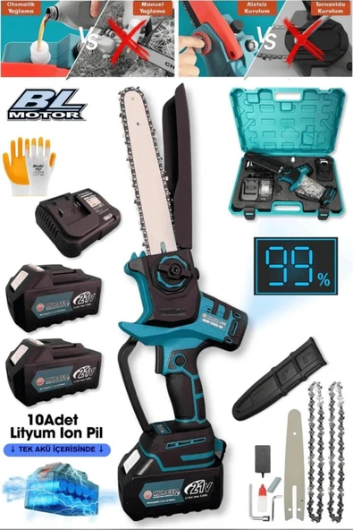 Dal Budama Testeresi Kömürsüz Otomatik Yağlamalı Dijital Göstergeli 21v 3 Amper