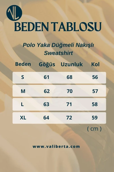 Polo Yaka Düğmeli Nakışlı Sweatshirt - Füme - 6