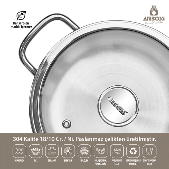 17 Parça Astral Cool İndüksiyon Uyumlu Paslanmaz Çelik Tencere & Sahan Çeyiz Seti - 6