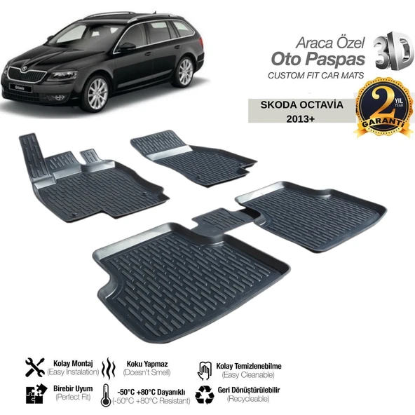 3D PASPAS SİYAH SKODA OCTAVIA 2013+