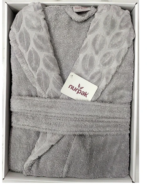 Nurpak Battal Boy Tek Bornoz Şalyaka-Hazal Gri (Beden 2XL-3XL) - 4