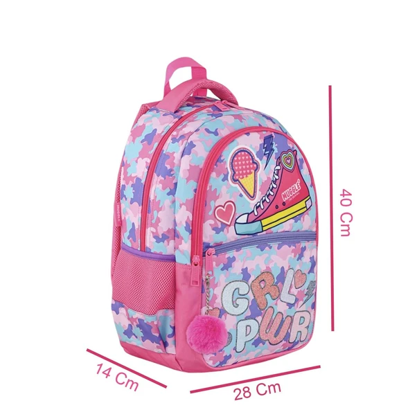 Muggle 3 Bölmeli Girl Power Okul Sırt Çantası Pembe (MU-9015) - 2