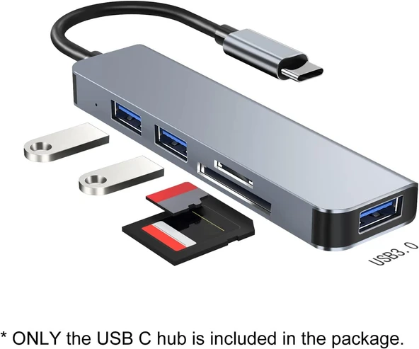 Desingshop USB C Hub 5'i 1 arada Tip C USB3.0+USB2.0 Bilgisayarlar için Çok Bağlantı Noktalı Hub Adaptörü Tabletler C Tipi USB-HUB - 6