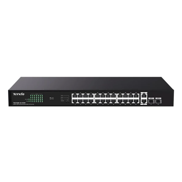 Tenda TEG1128P-24-410W 24GE PoE Port (410W), 2x Uplink, 2x SFP Switch
