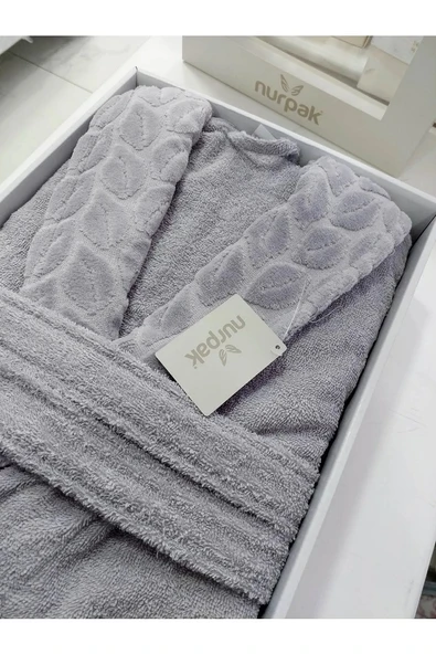 Nurpak Battal Boy Tek Bornoz Şalyaka-Hazal Gri (Beden 2XL-3XL) - 3