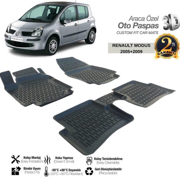 3D PASPAS SİYAH RENAULT MODUS 2005--2009