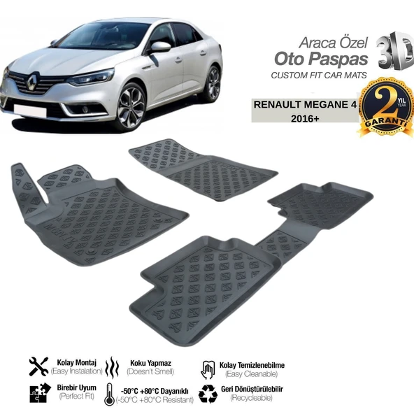 3D PASPAS SİYAH RENAULT MEGANE 4 2016+