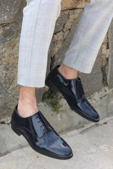 Tomiross Erkek Lacivert Rugan Günlük Ve Damatlık Klasik Ayakkabı N-569 - 3