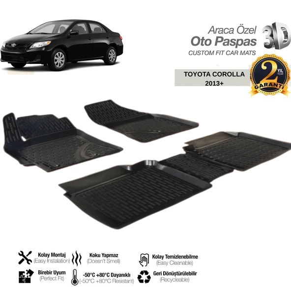 3D PASPAS SİYAH TOYOTA COROLLA 2013+