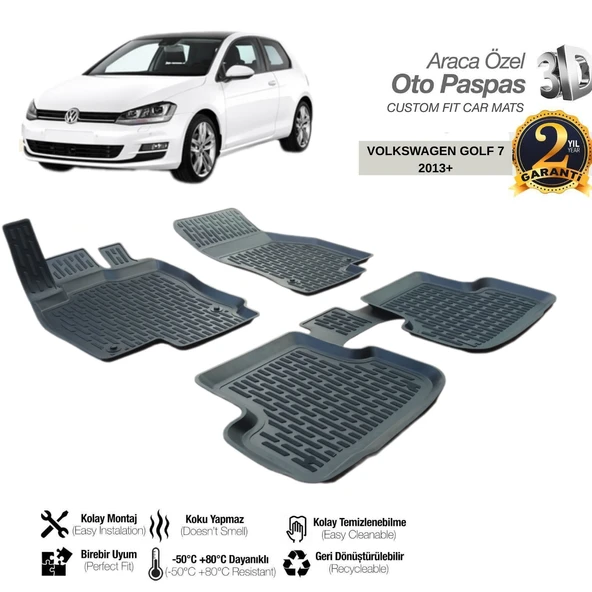 3D PASPAS SİYAH VOLKSWAGEN GOLF 7 2013+