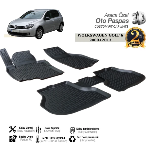 3D PASPAS SİYAH VOLKSWAGEN GOLF 6 2009-2013