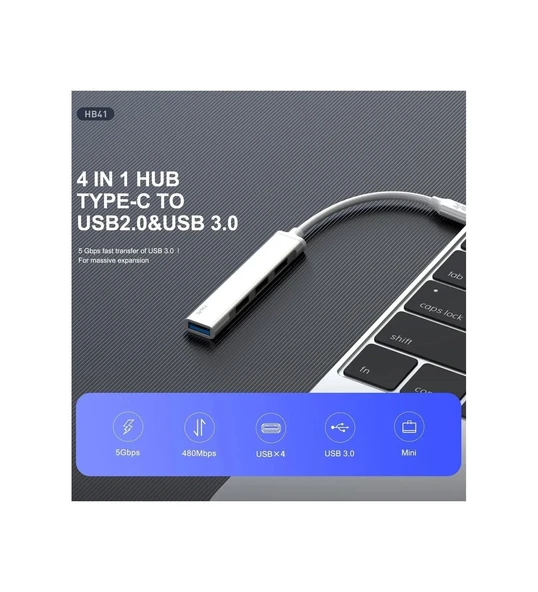 Desingshop All 4 In 1 Type-C To USB 3.0 Hub Adaptör Çevirici Dönüştürücü Çoğaltıcı - 3