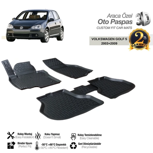 3D PASPAS SİYAH VOLKSWAGEN GOLF 5 2003--2009