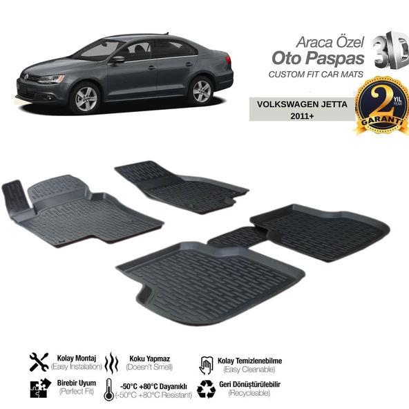 3D PASPAS SİYAH VOLKSWAGEN JETTA 2011+