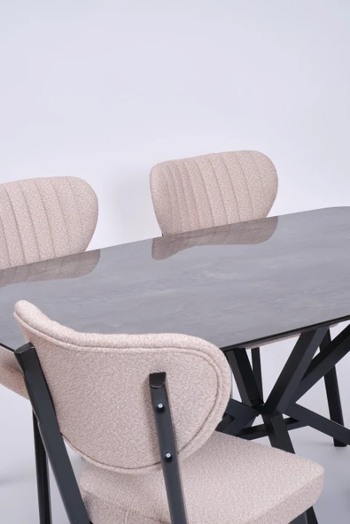 Çapraz Star Demir High Gloss Yemek Masa Sandalye Takımı 90x160 - 3