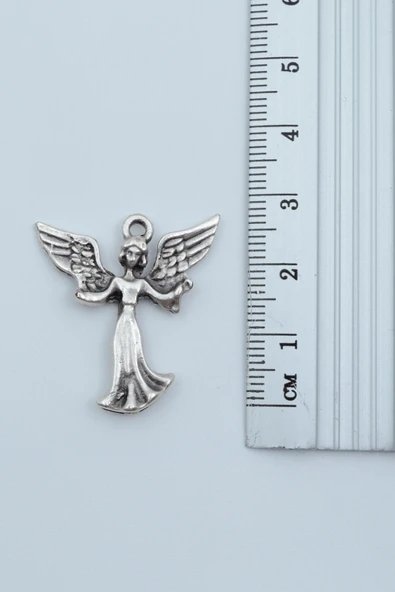 Minimal Kanatlı Melek Gümüş Kaplama Örme Zincir Kolye - Resim 3