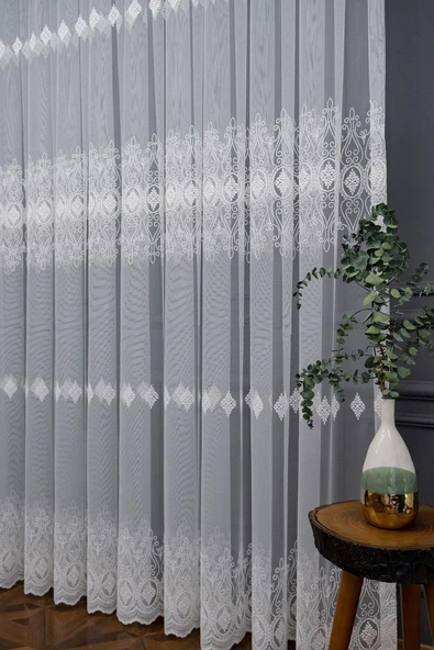 farbateks  Brillant Damask Mentol Salon Tül Perde Model Tasarım Çeşit Renk Tül 3 Katpileli