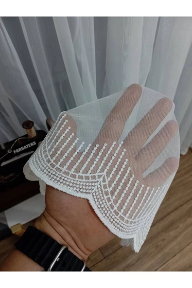 farbateks  Lanka Sade Düz Etek Işlemeli Ütü Istemez Yeni Tarz 3kat Pileli Tül Perde