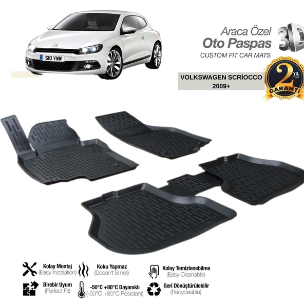 3D PASPAS SİYAH VOLKSWAGEN SCIROCCO 2009+