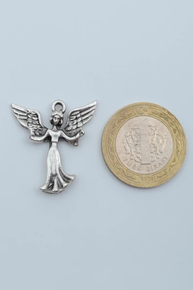 Minimal Kanatlı Melek Gümüş Kaplama Örme Zincir Kolye - Resim 4