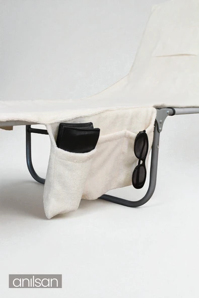 %100 Pamuk Şezlong Havlusu Ekru 60x180 cm - Hızlı Kuruyan Plaj ve Havuz Havlusu - 3