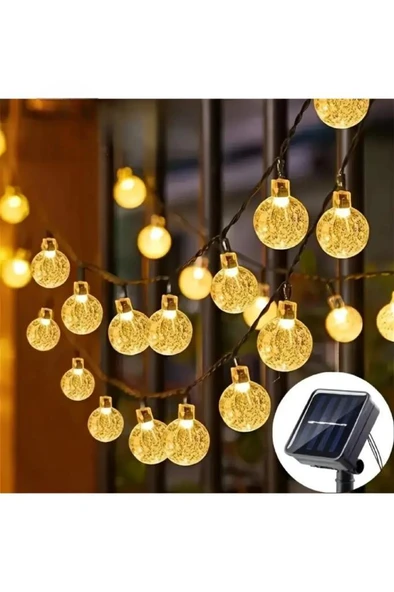 7 Metre 50 Led Opak Solar Lamba Güneş Enerjili Sarı Işık Top Zincir Bahçe Aydınlatma Parti Süs Lambası ürün görseli